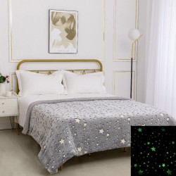 Silk Fashion Παιδική Φωσφοριζέ Κουβέρτα Με Sherpa Star (170Cm X 220Cm) Γκρί